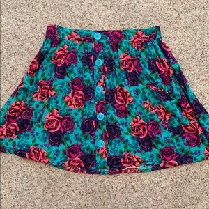EUC Frenchi Jade & Coral Button Front Skirt Size M